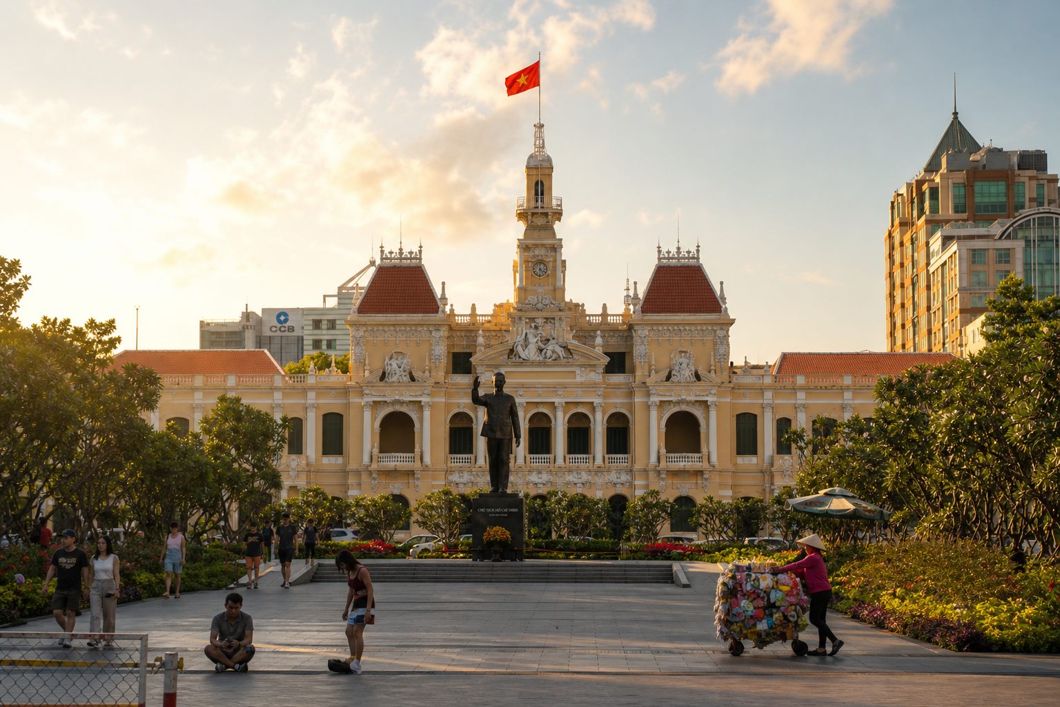 Ho Chi Minh City Hall at golden hour for Vietnam production services